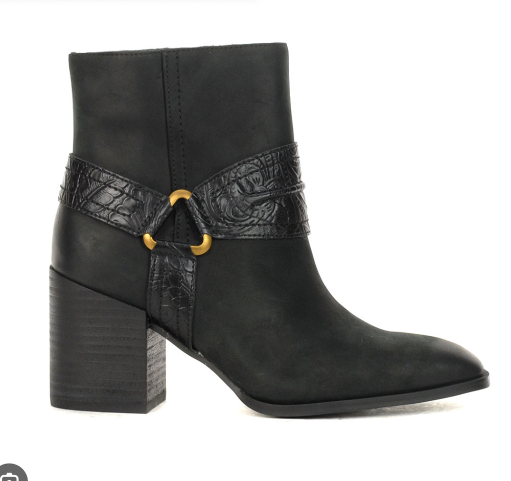 Vionic Carnelia Black Ankle Boots Leather Block Heel Orthotic Comfort 6.5